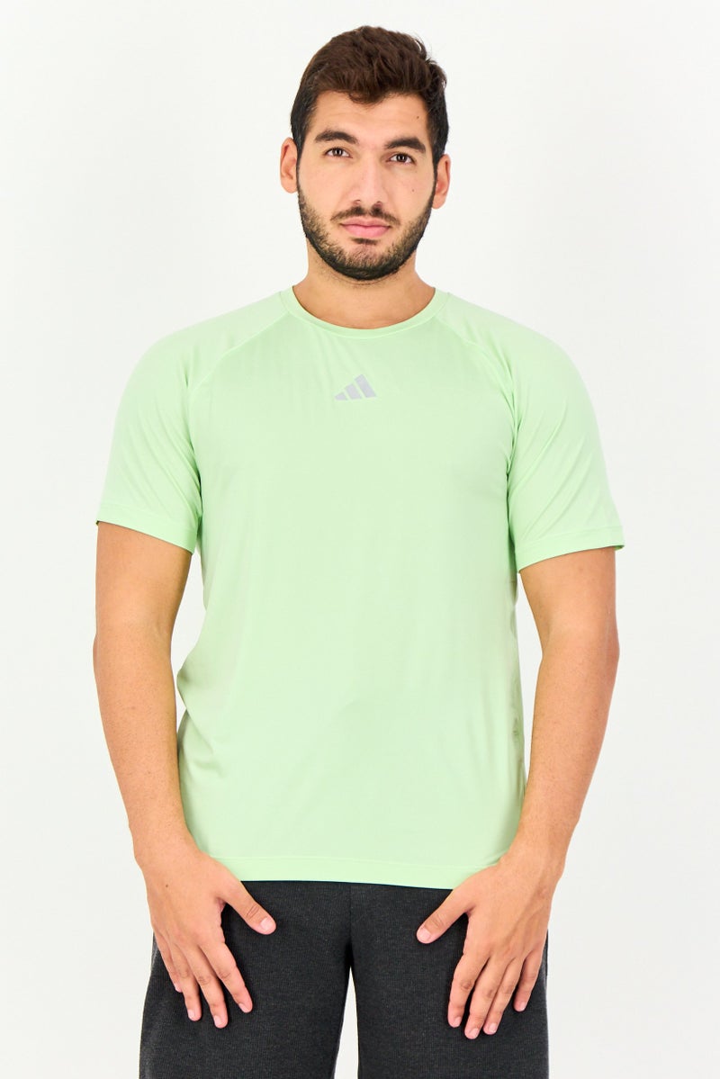Adidas Men Slim Fit Short Sleeve Training T-Shirt, Mint Green - Image 1